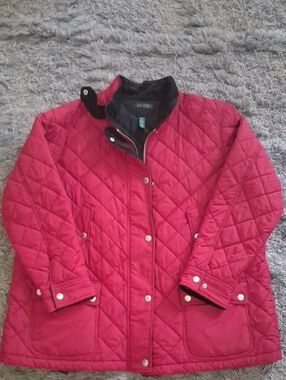 Lauren Ralph Lauren Red Quilted Diamond Puffer Jacket